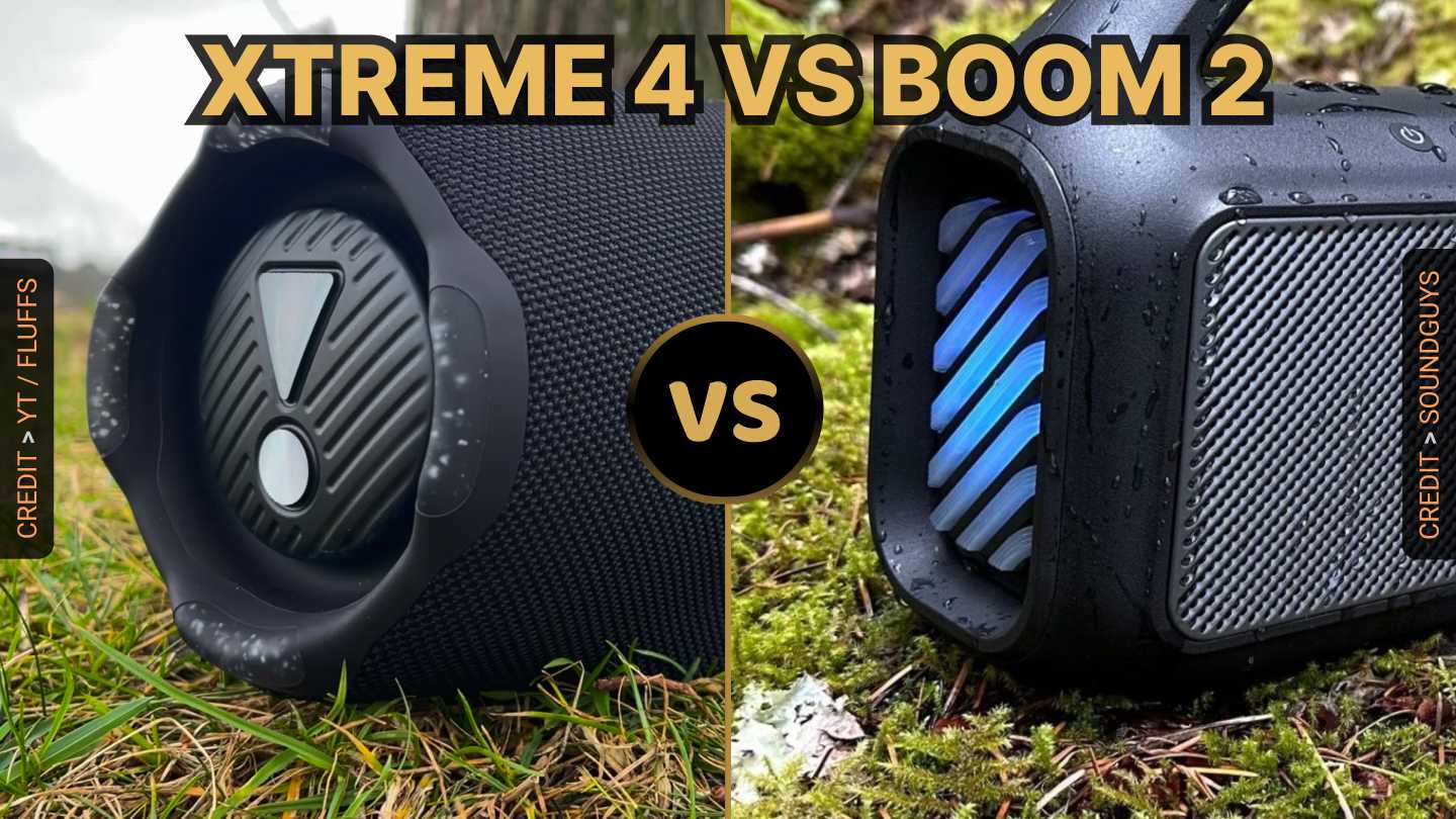 photo of soundcore boom 2 and jbl xtreme 4 speaker
