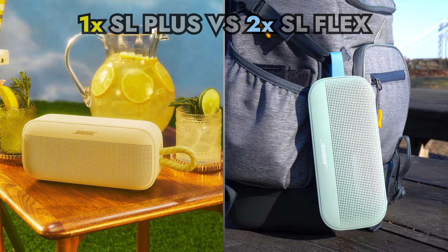 photo of bose soundlink plus and bose soundlink flex speaker side by side