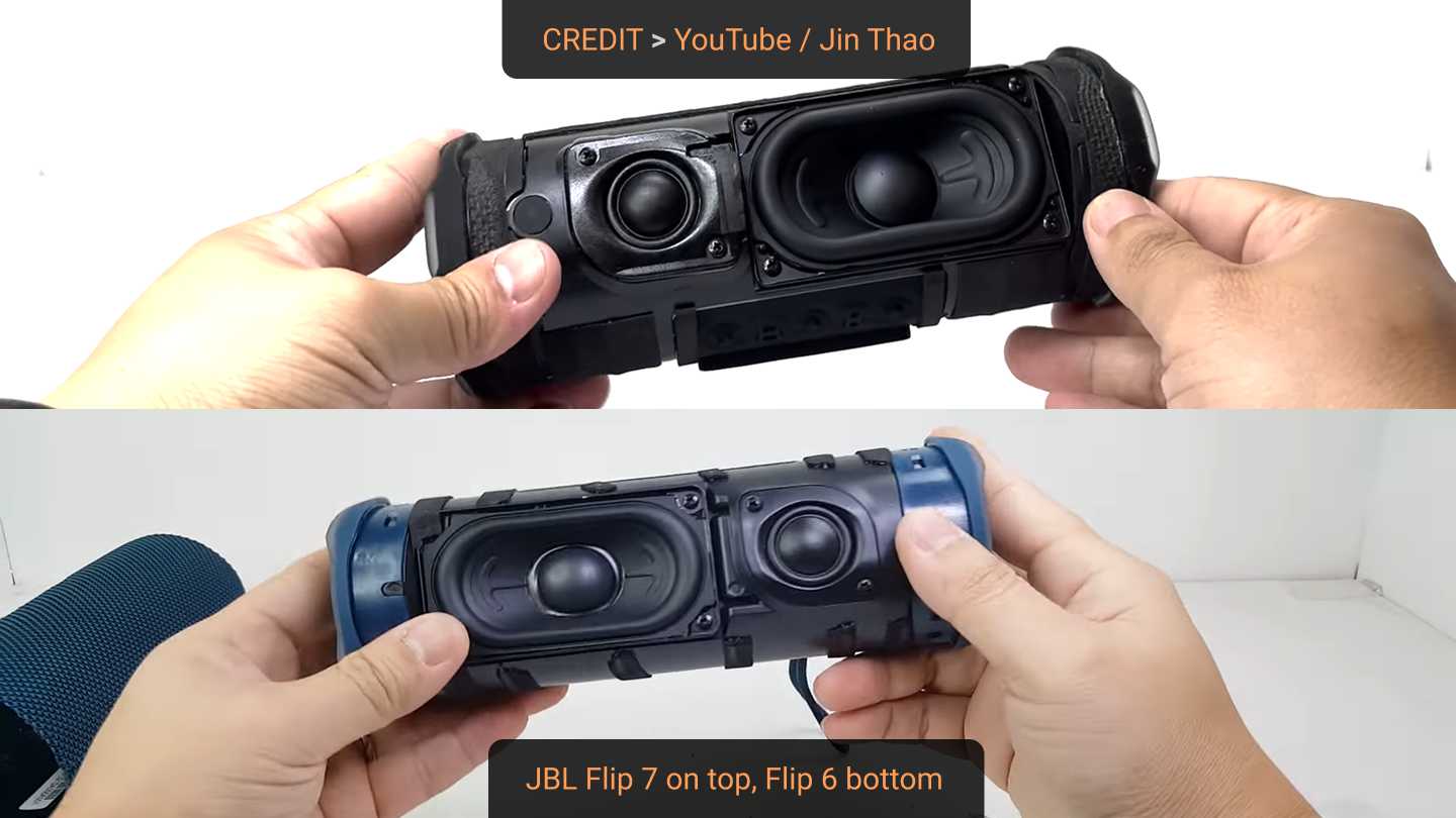 jbl flip 7 and jbl flip 6 teardown photo