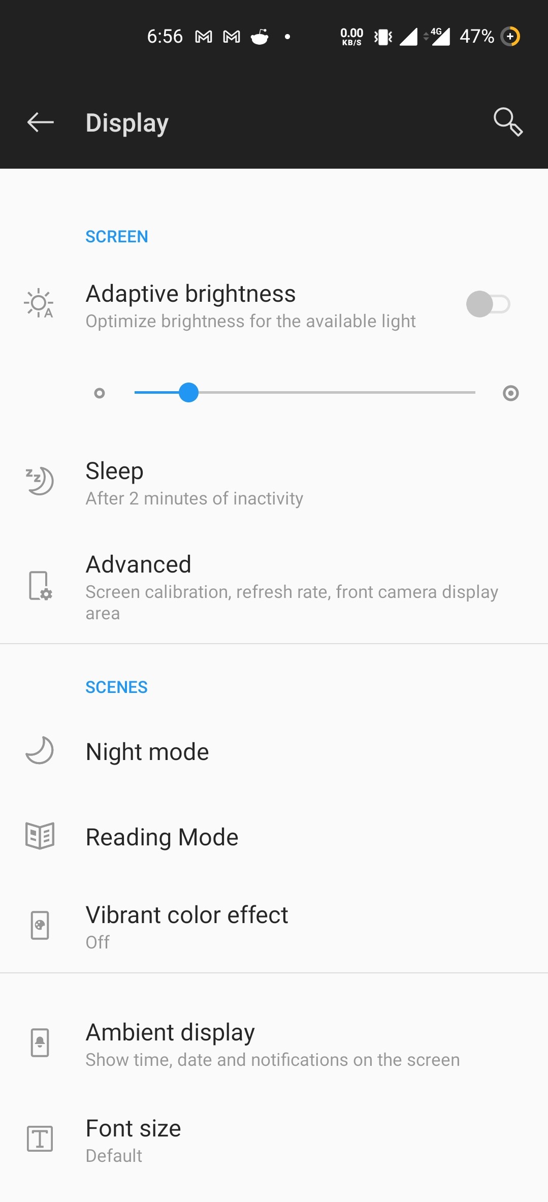 OnePlus Nord display settings