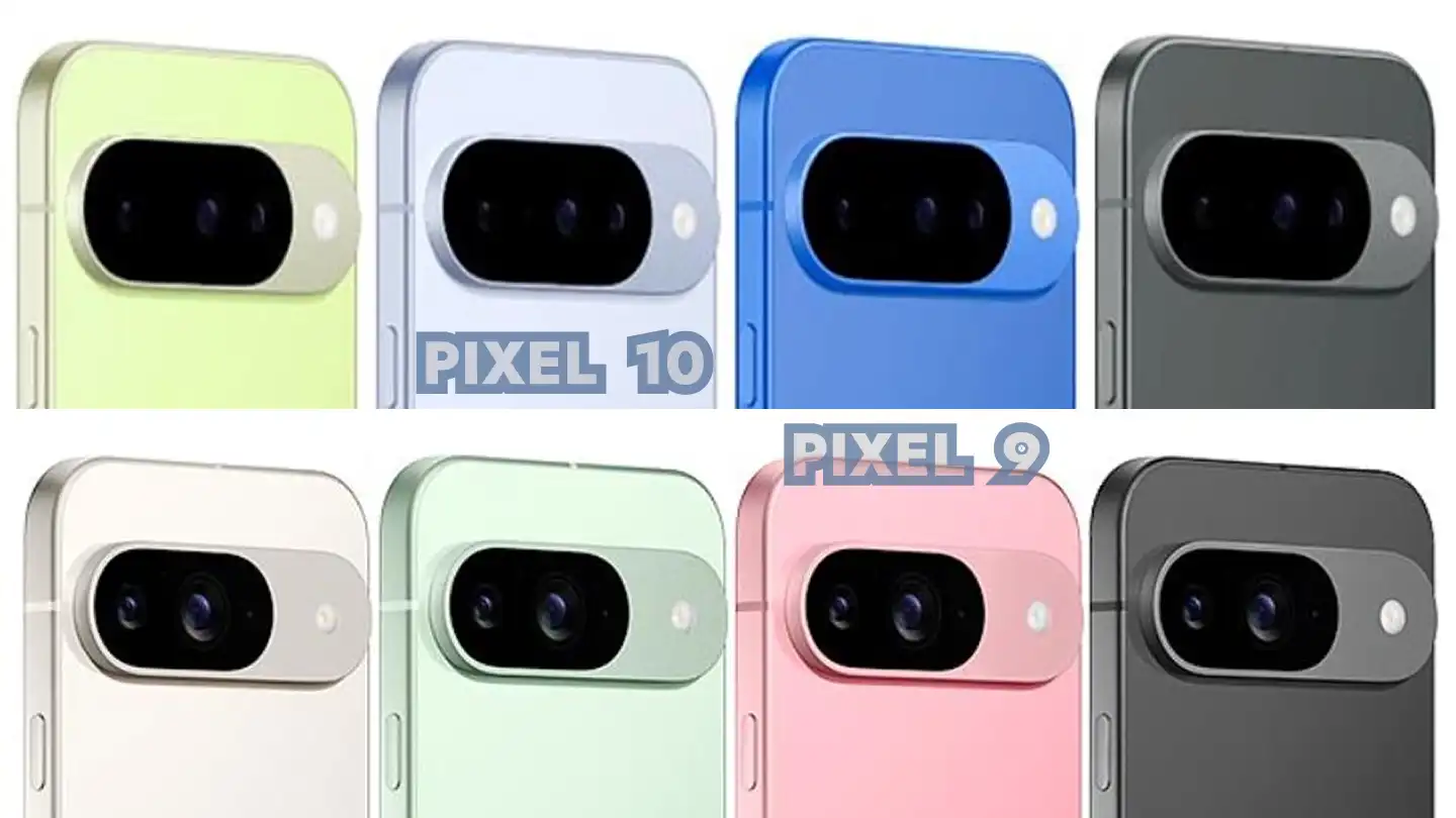 google pixel 10 and pixel 9 smartphone side by side