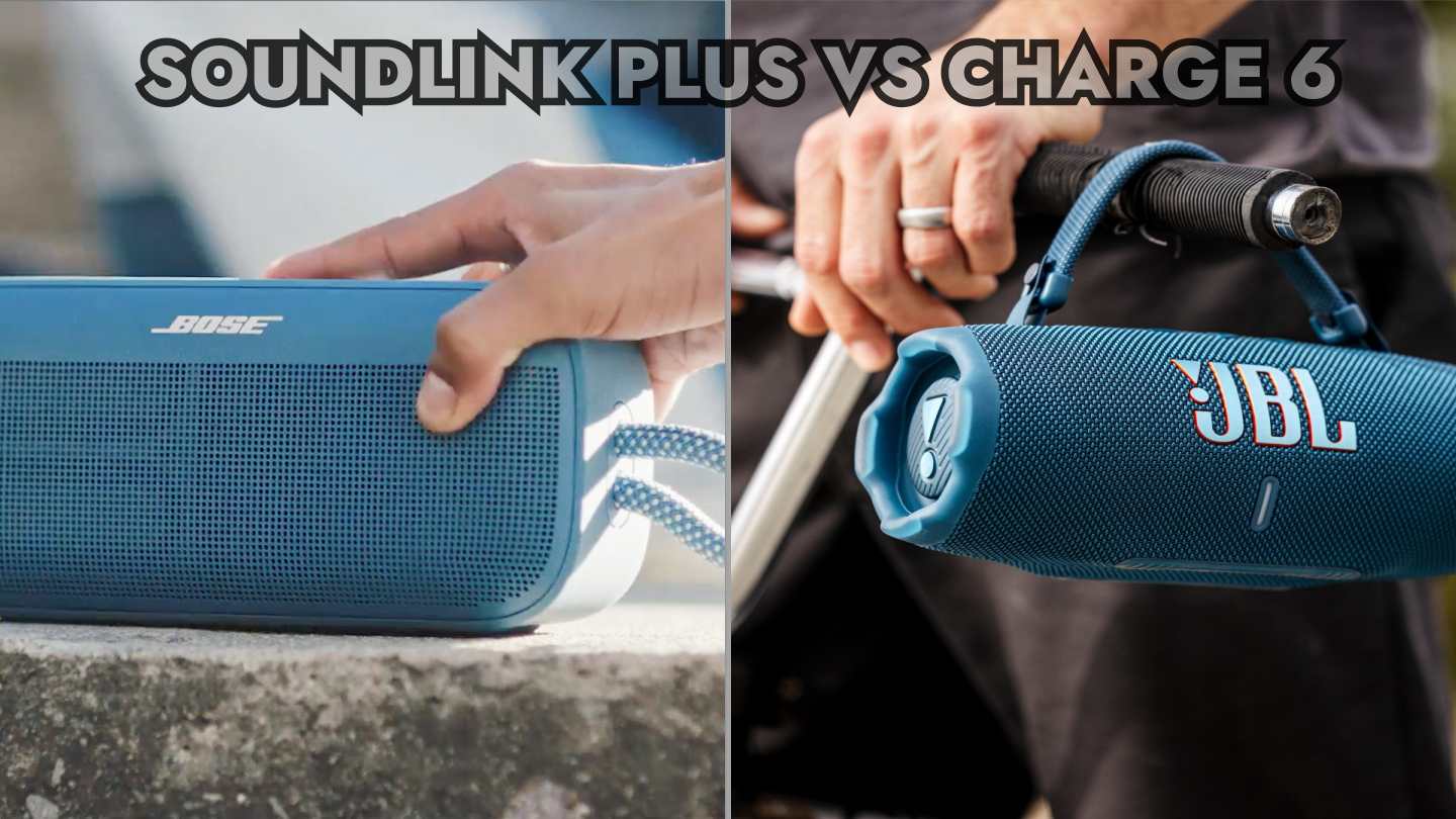 photo of jbl charge 6 and bose soundlink plus speaker side by side